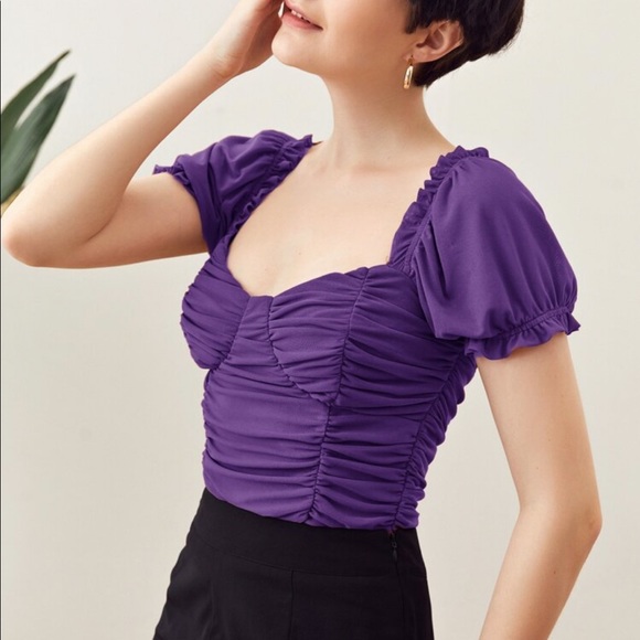 SHEIN Tops - Sweetheart neckline ruched blouse